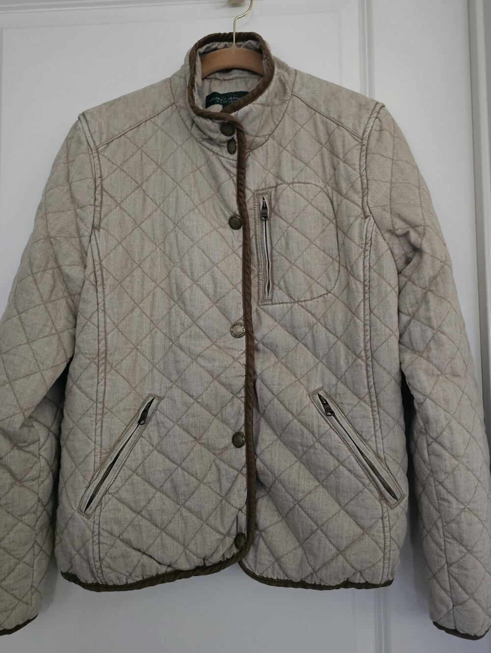 EUC - Lauren Ralph Lauren Quilted Tan Jacket - Large